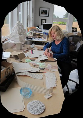 Shelley Martin working in her studio: photo by Sienna M Potts July 24, 2011